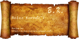 Bolcz Kornél névjegykártya